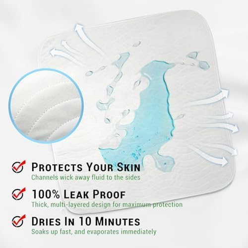 Gogreen Waterproof Reusable Underpads, 4-Layer Heavy Absorbency & Quilted Washable Pads for Kid, Adult, Elderly, and Pet, Bedwetting Incontinence Pad for Bed, Sofa, Floor, Couch (34" x 52", Pack of 2)
