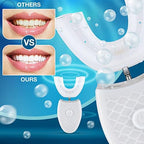 2 Pieces Ultrasonic Electric Toothbrush Adults U Shaped Automatic Toothbrushes for Teeth Whitening, 3 Brush Heads, Whole Mouth 360 Degree Cleaning Hands Rechargeable IPX7 Waterproof (No Base)