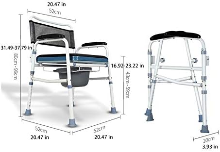 QWEASDF Steel Folding Bedside Commode, Commode Chair, Toilet is Height Adjustable, Supports 440 lbs, Suitable for Elderly/Weak/Pregnant Women,1
