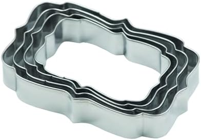 Plaques Cookie Cutters Set, 4 PCS Set Frame Shaped Stainless Steel Molds for Cookies,Biscuit,Vegetable,Fruit,Baking Pastries Doughs (Style 02)