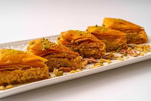 Cedar Pastries 16-Piece Traditional Triangle Baklava – Cashew, Almond & Walnut Assortment | Handmade Mediterranean Dessert | Kosher & Halal