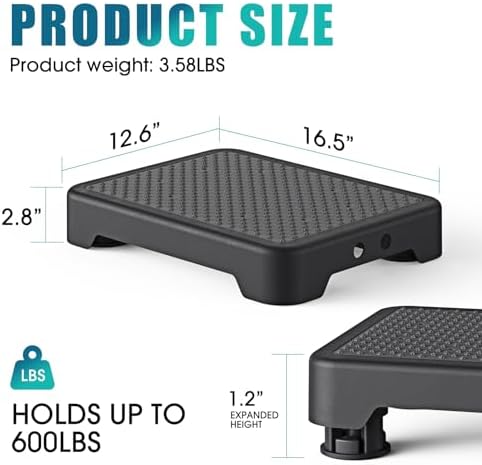 SPACELEAD Mobility Step Stool for Adults & Seniors, Indoor/Outdoor Portable Stair Assist, Anti-Slip Platform for Bathroom， Kitchen, Office, and Bedroom, 600lbs Capacity, Black Black