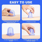 Silicone Cups for Cupping Therapy Included 4 Pcs Cups and 1 Pc Bag,Cupping Kit for Massage Therapy,Cellulite Reduction Vacuum Cup(Blue)
