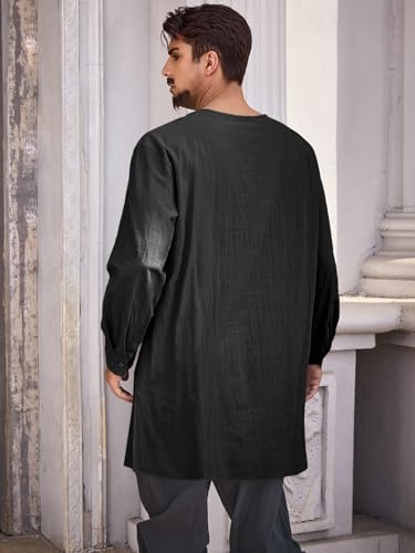Runcati Mens Medieval Pirate Costume Tunic Renaissance Viking Lace Up Cotton Shirts Knight Warrior LARP Halloween Tops