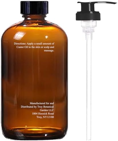 Essentially KateS Castor Oil 16 Fl Oz (Glass Bottle) - Original - A Huge Glass Bottle with a Pump - 100% Pure and Natural, Cold Pressed, and Hexane-Free - Hair and Body