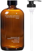 Essentially KateS Castor Oil 16 Fl Oz (Glass Bottle) - Original - A Huge Glass Bottle with a Pump - 100% Pure and Natural, Cold Pressed, and Hexane-Free - Hair and Body
