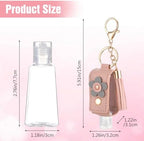 4 Pcs Handwashing Fluid Keychain Portable 30ml Refillable Leather Hand Handwashing Fluid Mini Case Holder Keychain Travel Size for Toiletry Lotion Liquid Soap Shampoo