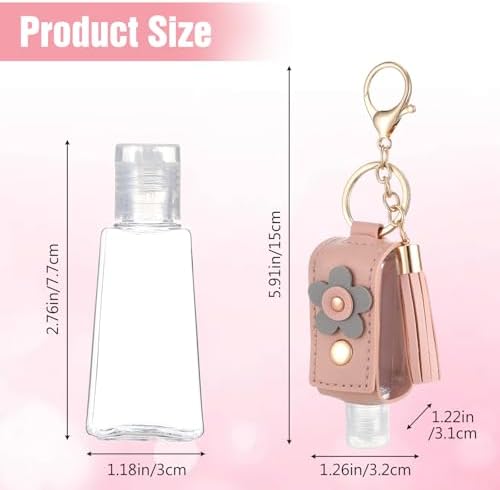 4 Pcs Handwashing Fluid Keychain Portable 30ml Refillable Leather Hand Handwashing Fluid Mini Case Holder Keychain Travel Size for Toiletry Lotion Liquid Soap Shampoo