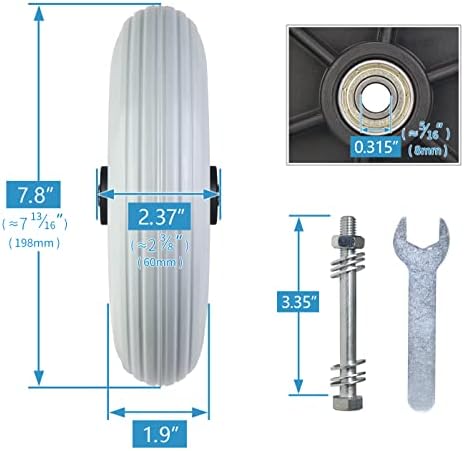 Wheelchair Caster/Wheels (Pair) 8 Inch 8"x 2" (200x50) Solid Tire Wheel, Compatible with Pride, Jazzy, Jet, Quantum, Merits Power Chair, Electric Wheelchair Front/Rear Wheel Replacement
