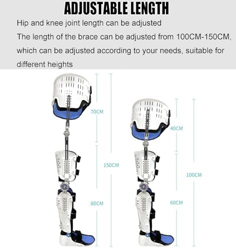 Articulated Knee Orthosis Immobilizer, Professional Hip-Knee-Ankle-Foot Orthosis with Walking Boot, Knee Support Brace, Leg Support for Walking(Right)