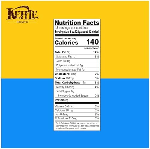 Kettle Brand Potato Chips, Sea Salt & Vinegar Kettle Chips, Party Size, 13 Oz