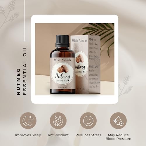 Organic Nutmeg Essential Oil - 100% Pure & Natural -Premium Therapeutic Grade with Premium Glass Dropper - Undiluted Natural/Homeopathic Aromatherapy Scented, Great for DIY Candle Making, Massage