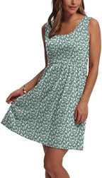 WIHOLL Women's Summer Dress 2026 A-Line Sleeveless Casual Sundress with Pockets Floral/Solid