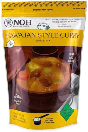 NOH Foods Hawaiian-Style Curry Sauce Mix - 48oz (3lb) Recloseable Zipper Bag | No MSG, Just Add Water | Authentic Island Flavors for Chicken Katsu, Pork Ton Katsu, and More - Spice up your curry creations with a dash of Aloha