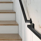 This Industrial Black Stair Handrail Kit, 1ft-20ft Galvanized Pipe Railing, Wall-Mounted Grab Bar for Indoor Stairs, Modern Iron Handrails, 3.3ft Length