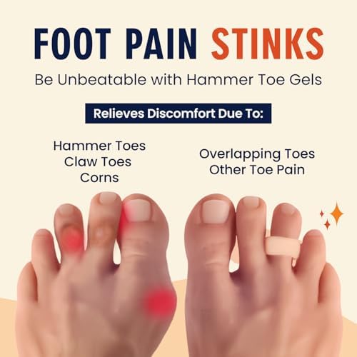 Dr. Frederick's Original Hammer Toe Corrector Gels - 2 Pairs - All-Day Relief for Crooked & Overlapping Toes - Soft Cushioning - Symptomatic Support for Toe Alignment - Beige - 1 Loop Design