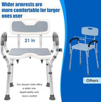 Shower Chair with Arms and Back Heavy Duty 330lbs, Shower Seat for Inside Shower with Shower Head Holder, Shower Bathroom Chair with Cutout Seat & Cold-Proof Pads, Tools-Free Assembly