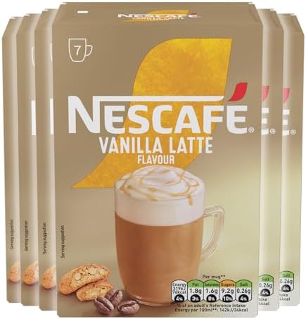 NESCAFÉ LATTE Vanilla Instant Coffee Sachets x7 (Pack of 6, Total 42 Sachets)