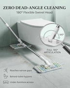 Convenient Cloth Changing Snap Mini Mop Set for Kitchen Counter, Lazy Mop Wet and Dry Automatic Gripping, Portable Clip Mopping Stick with 5 Reusable Cloths for Floor Cleaning