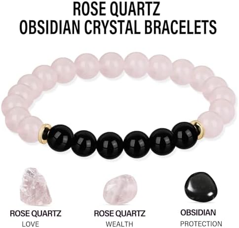 HOZEAL Rose Quartz Pink Opal Peru Crystal Bracelet, Love Friendship Crystal Stone Chakra Bracelet, Business Money Energy Wealth Good Luck Prosperity Feng Shui Beaded Bracelet for Men Women
