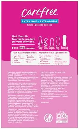 Carefree Panty Liners, Extra Long Liners, Unwrapped, Unscented, 100ct