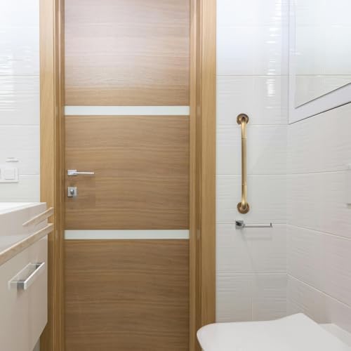 VALICLUD Elderly Safety Handrail Bathroom Grab Bar Antique Brass Shower Grab Handle Wall-Mounted Non-Slip Bathtub Support Bar for Seniors and Disabled