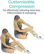Vive Calf Brace - Adjustable Shin Splint Support - Lower Leg Compression Wrap Increases Circulation, Reduces Muscle Swelling - Calf Sleeve for Men and Women - Pain Relief (Beige)
