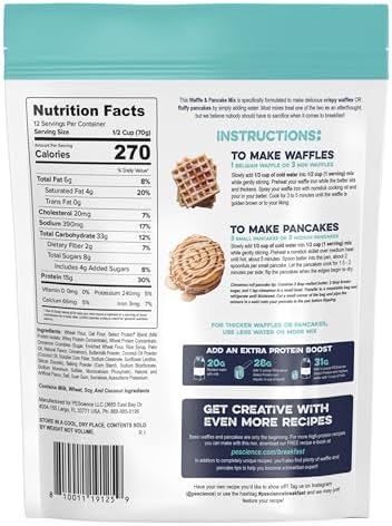 PEScience Protein Pancake Mix for Protein Waffles and Pancakes, Just Add Water, Whey and Casein Blend, Amazing Taste and Fluffy Texture - Cinnamon Roll, 12 Servings
