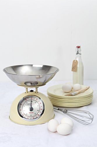 Dexam 17848104 Cream Retro Kitchen Scales with a Large Bowl, Stainless Steel