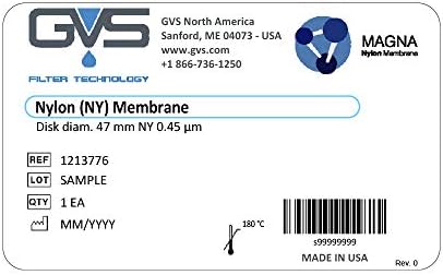 GVS Filter Technology, Filter Disc, NY Membrane, 0.45µm, 47mm, 100/pk