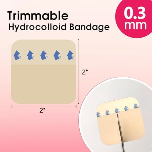 2" x 2"-20 Pack Extra Thin Hydrocolloid Dressing for Light Exudate, Hydrocolloid Patches Waterproof Wound Dressing, Adhesive Hydrocolloid Bandages, for Pressure Ulcer, Bed Sore