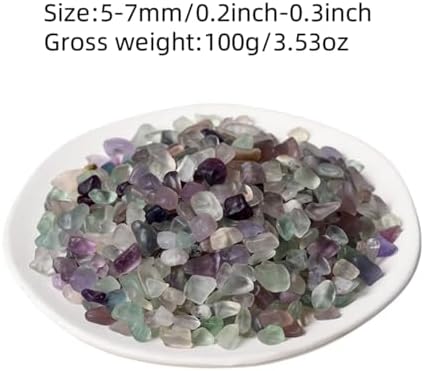 100g Fluorite Aquarium Gravel - Faux Tumbled Healing Crystal Chips | Bulk Gemstones for Fountain, Vase Filler, Planters, Fish Tank | Decorative Crushed Stones for Reiki Energy Balancing