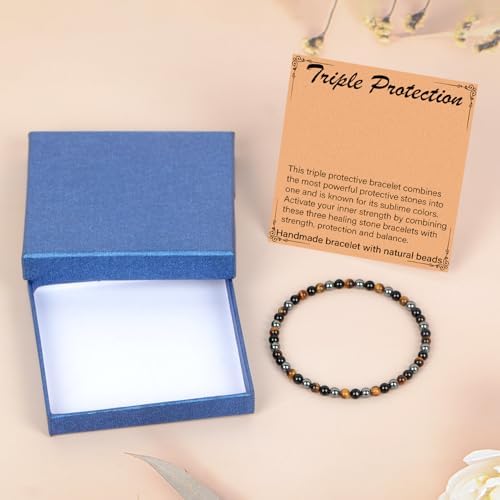 LPBeads Handmade Natural Gemstone Stretch Elastic Bracelet Healing Crystal Round Stone Beads Jewelry Gifts for Women Men