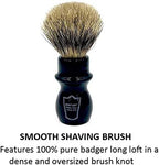 Parker Handmade Deluxe Mug Shaving Brush with Stand - 100% 3-Band Pure Badger Bristles -Extra Dense and Firm (Black)