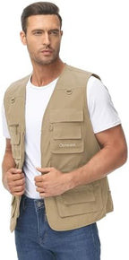Lentta Men's Fishing Vest Summer Outdoor Lightweight Work Photo Vest 16 Pockets