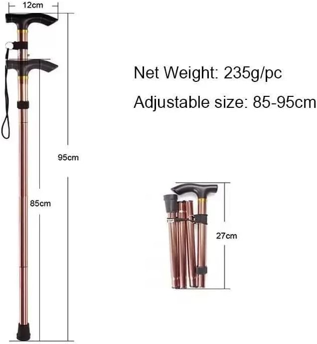 WALWAL Folding Walking Cane 5-Level Adjustable Aluminum Hiking Stick Collapsible Travel Support with Non-Slip Base for Seniors and Adults