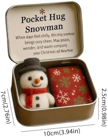 Christmas Pocket Hug Gift, 2025New Mini Christmas Santa Snowman Tree in Tin Box with Inspirational Message Card, Handmade Snowman Santa Felt Keepsake for Birthday Gifts (Gingerbread Man 1set)