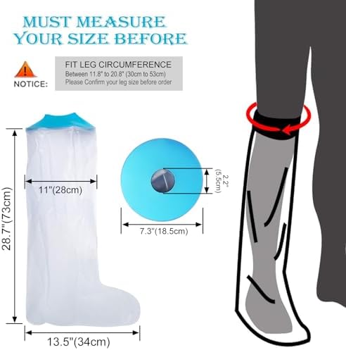 Asunby Waterproof Kids Cast Covers for Shower/Swimming Full Leg, Soft Protector Cast Bag Long Child Teen for Foot Ankle Orthopedic Boot, Keep Bandage Wound Dry,Reusable