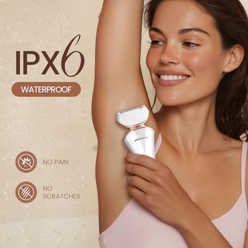 PRITECH Electric Razor for Women - Rechargeable Shaver for Women Portable Lady Shaver for Legs, Arm, Underarms, Bikini, USB Rechargeable, Wet & Dry Waterproof Bikini Trimmer for Woman, Gold