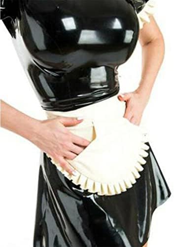 Maid Latex Dress with Apron Back Zipper Uniform Temptation Rubber Skirt Cosplay Club Wear