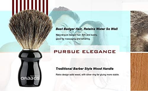 Anbbas Badger Shaving Brush and Stand,Black Wood Handle Brush with Contracted Design Resin Shaving Stand,2in1 Kit for Men Clsoe Shave