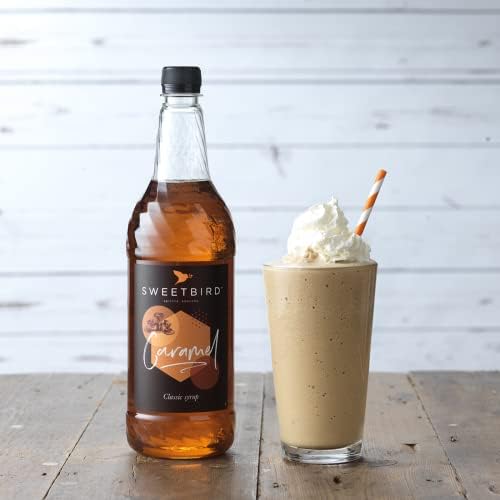 Sweetbird Caramel Flavored Sugar Free Syrup – 1 Liter (Vegan, GMO Free, All Natural)