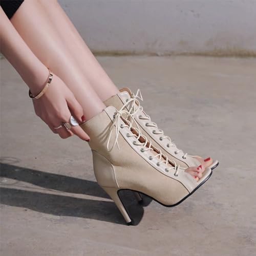UTIKLIOU Women's Mesh Sandals Peep Toe High Top Sandals Lace Up Summer Boots Buckle Strap Party Sexy Pump Shoes Open toe