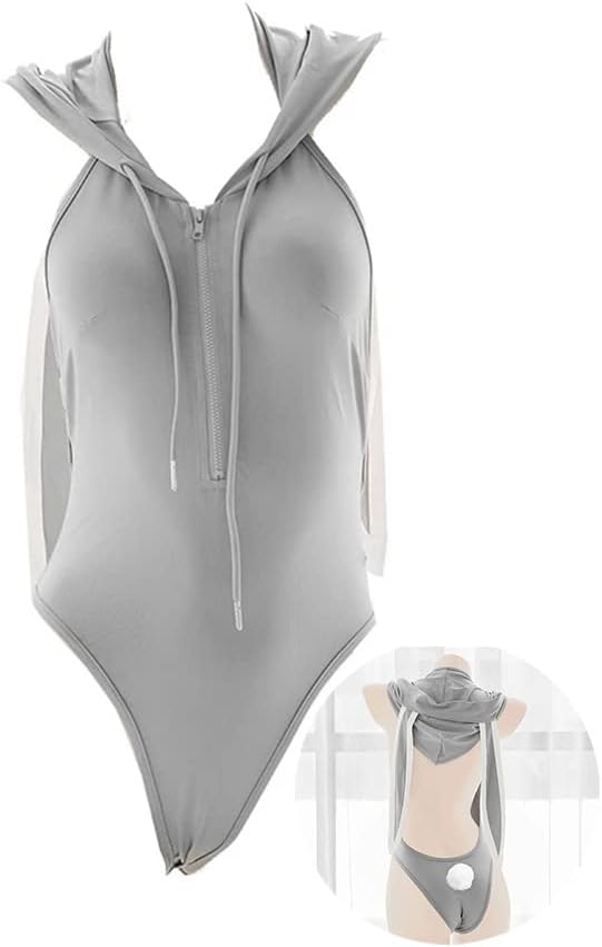 JasmyGirls Anime Lingerie Sexy Bunny Cosplay Costume Kawaii Maid Outfit Japanese Cute Roleplay Bodysuit Lolita Hoodie