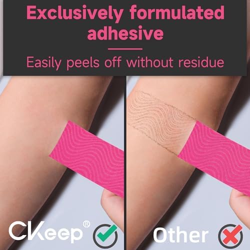 CKeep Kinesiology Tape, Uncut 2 Rolls, Original Cotton Elastic Premium Athletic Tape,Latex Free Hypoallergenic, 2inch x 16ft, Pink