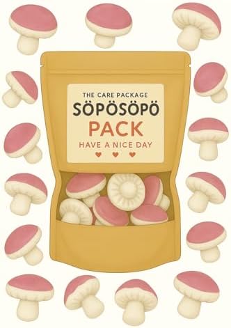 SÖPÖSÖPÖ Scandinavian Treat Pack – Fluffy Mushroom Marshmallows Gummies – 150g Nordic Candy Bag – Soft & Whimsical Mushroom-Shaped Treat soposopo Pack