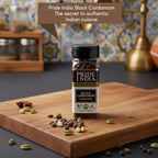 Pride of India – Black Cardamom Whole – Cardamom Pods – Firm & Smoky Flavor – Freshly Dried – Ideal for Indian & Asian Cooking – Easy to Use – 1 oz. Small Dual Sifter Bottle