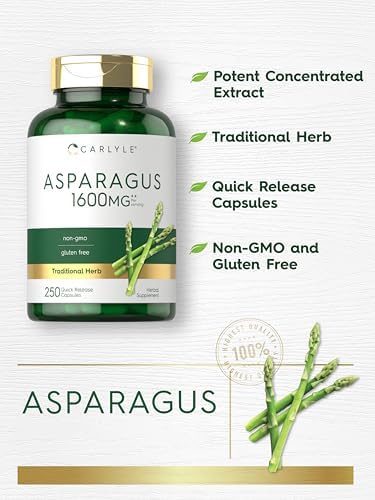 Carlyle Asparagus Supplement | 250 Powder Capsules | Non-GMO and Gluten Free Formula | High Potency Traditional Herb Extract