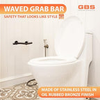 18” Wave-Shaped Grab Bars for Shower in 1.25” Dia, Right Handed | ADA Handicap Grab Bars for Seniors Can Hold up to 500 lbs | Grab Bars for Wall in Oil Rubbed Bronze Finish