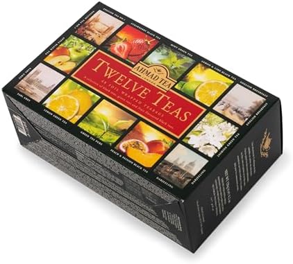 Ahmad Tea Variety Gift Box, 60 Foil Enveloped Teabags, Twelve Teas, 1 Count